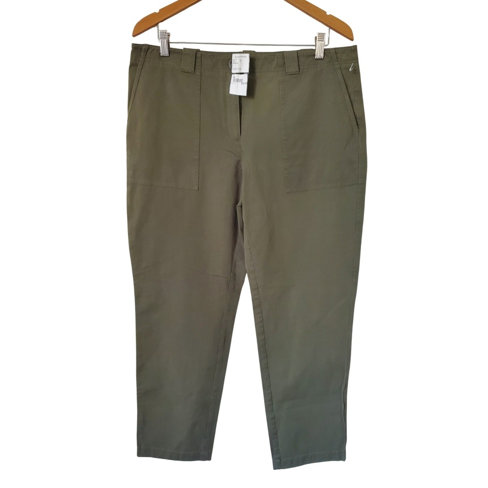 NWT Nordstrom Pants Olive Green‎ Women's 14 Utility Straight Leg Cotton
